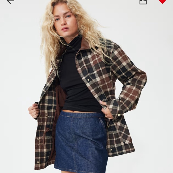 H&M coated collar twill plaid jacket - Picture 2 of 10